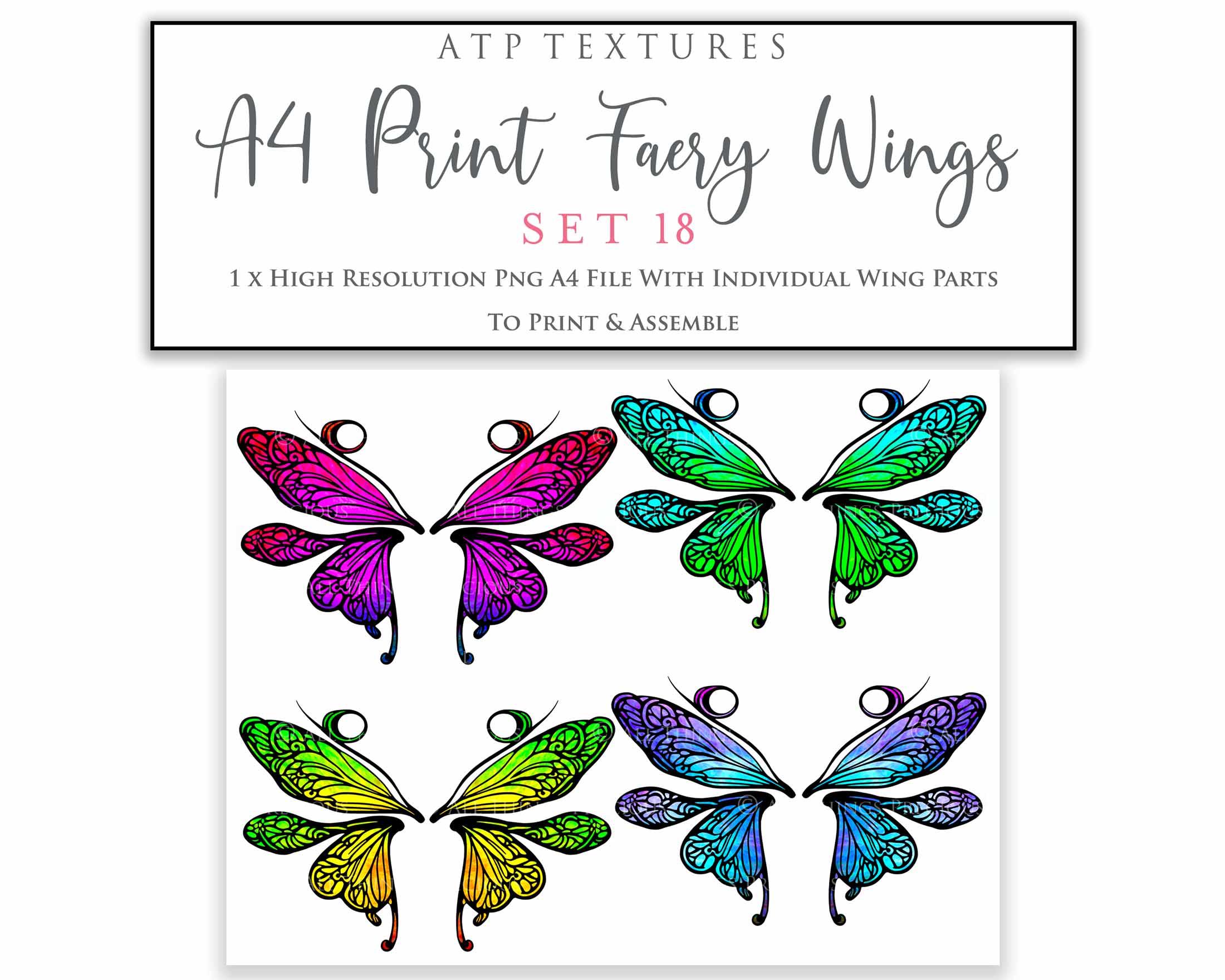 A4 PRINT FAIRY WINGS Set 18 Printable Wings ATP Textures a4-print-fairy-wings-set-18-printable-wings-atp-textures