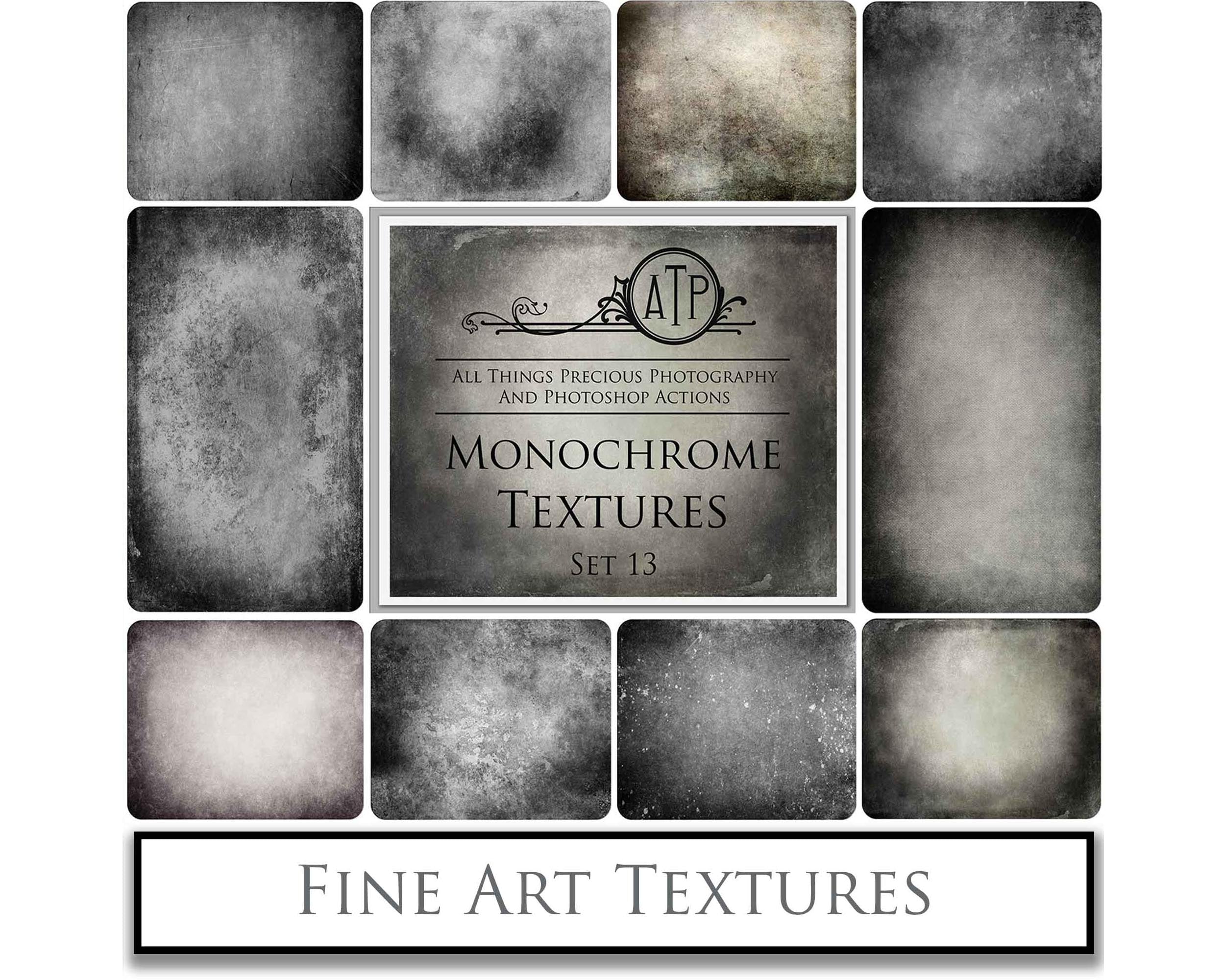 Monochrome textures. Fine art texture for photographers, digital editing. Photo Overlays. Antique, Vintage, Grunge, Light, Dark Bundle. Textured printable Canvas, Colour, black and white, Bundle. High resolution, 300dpi Graphic Assets for photography, digital scrapbooking and design. By ATP Textures