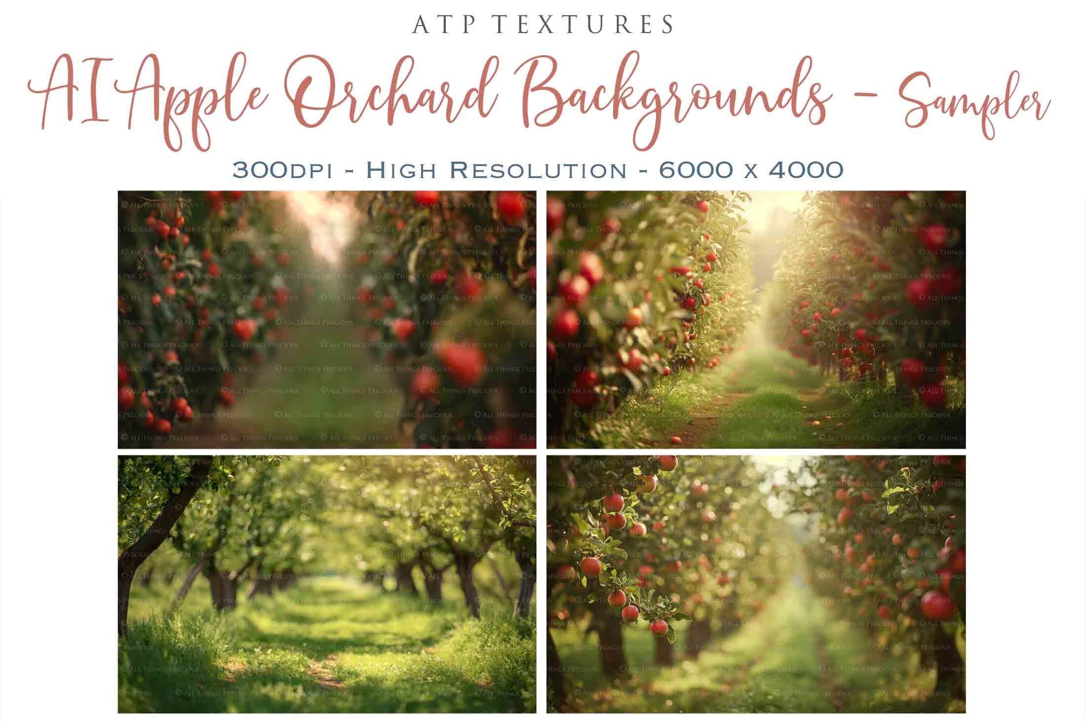 Apple Orchard Digital backgrounds for Photographers. ATP Textures.