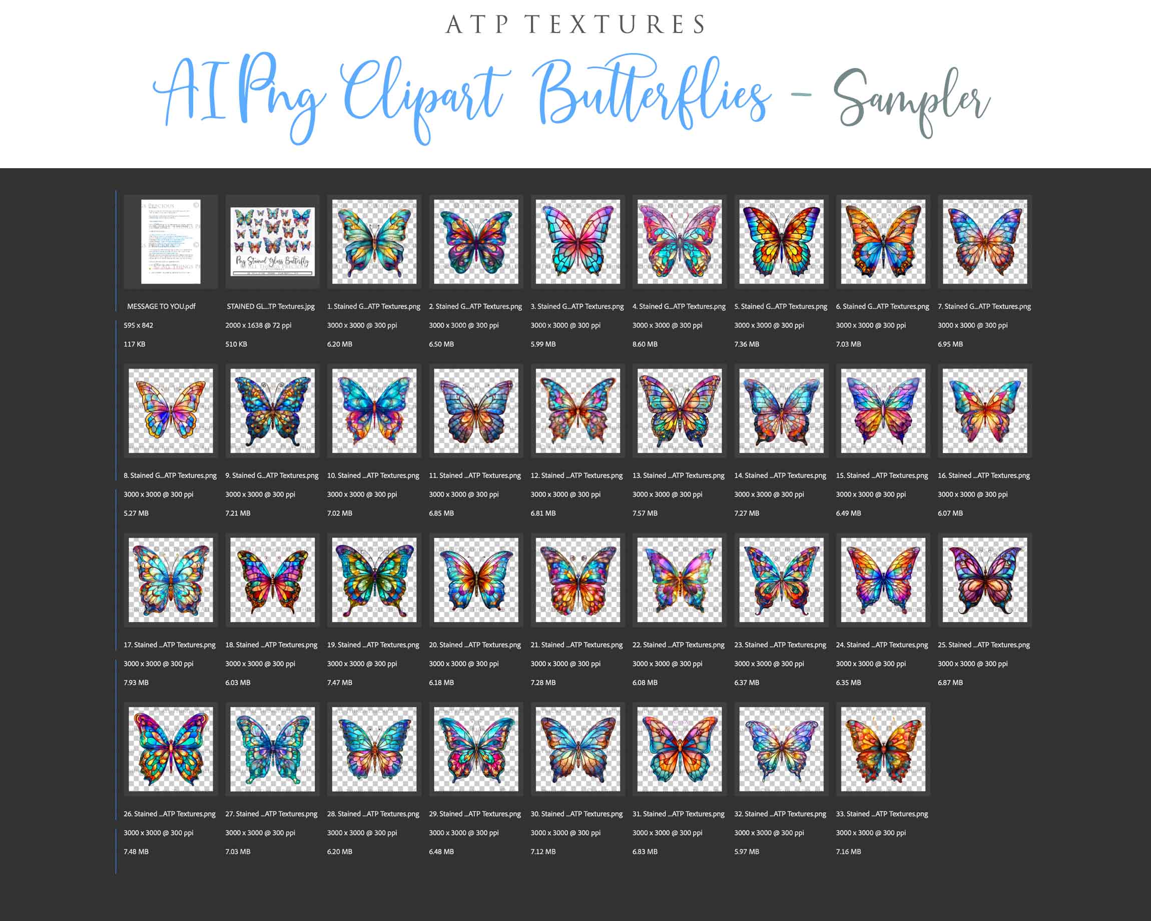 Stained Glass Butterfly clipart. Perfect for scrapbooking and print. If you want to print your completed artwork, you can! PNG Transparent files, High resolution, 300dpi. AI Digital Art. - ATP Textures