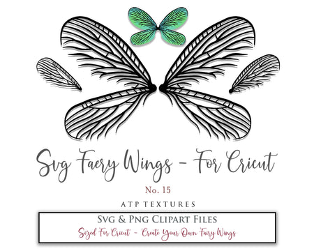 SVG & PNG Fairy/Angel Wing files for Cricut, Silhouette Cameo and other Cutting Machines. Create wearable fairy wings, all sizes. Perfect for Halloween Costumes, Fantasy, Cosplay, Photography. Prints, Wedding, Engagement, Baby Shower invitations, Sublimation Printing, Clip Art and more. Cut and assemble. ATP Textures.