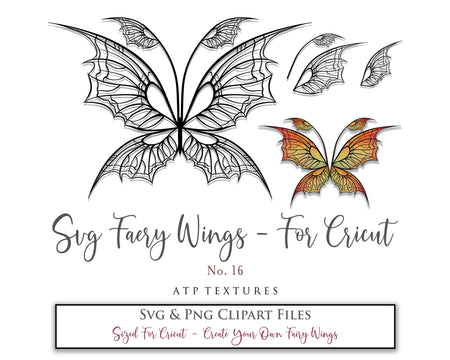SVG & PNG Fairy/Angel Wing files for Cricut, Silhouette Cameo and other Cutting Machines. Create wearable fairy wings, all sizes. Perfect for Halloween Costumes, Fantasy, Cosplay, Photography. Prints, Wedding, Engagement, Baby Shower invitations, Sublimation Printing, Clip Art and more. Cut and assemble. ATP Textures.