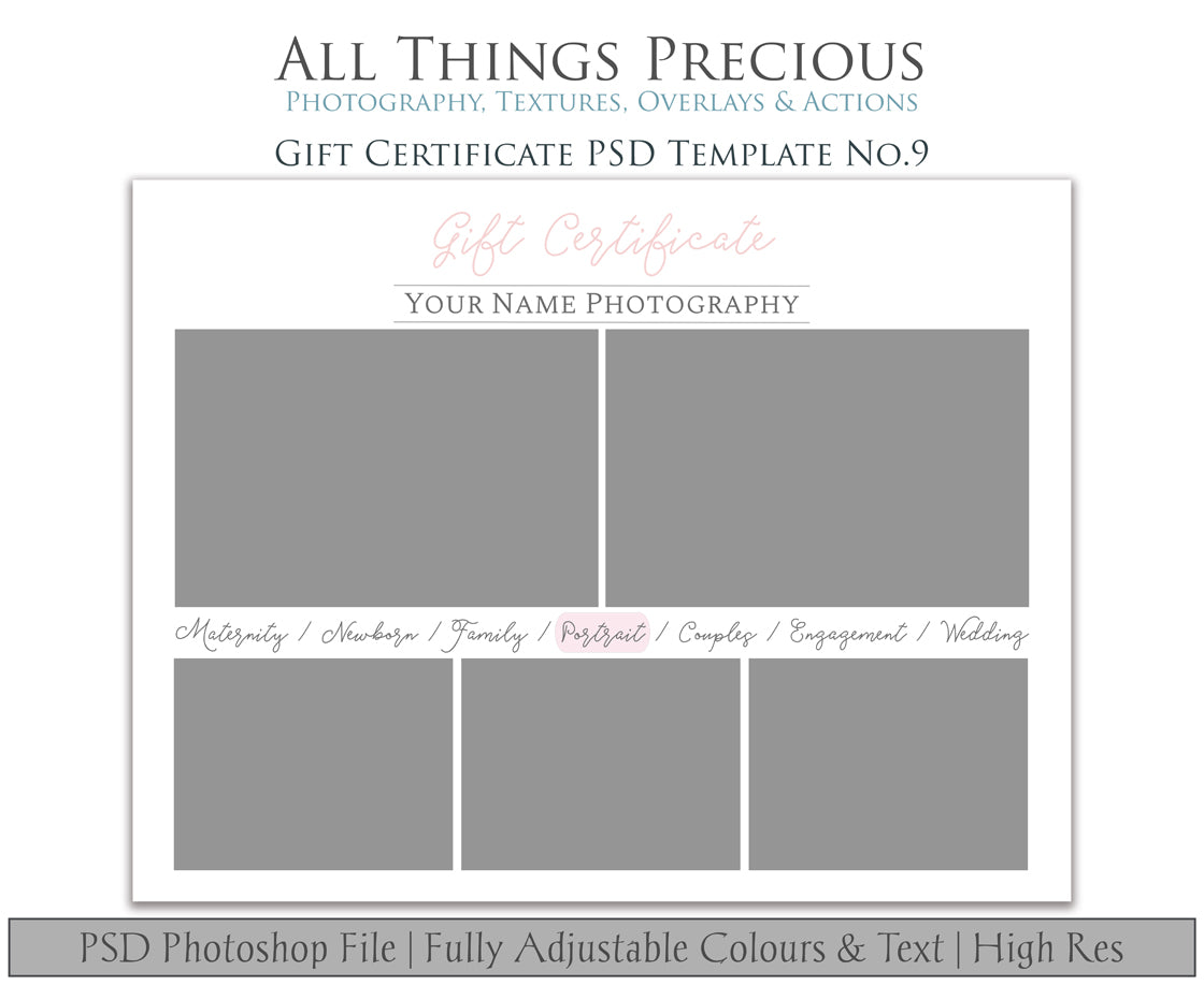 GIFT CERTIFICATE - PSD Template No. 9