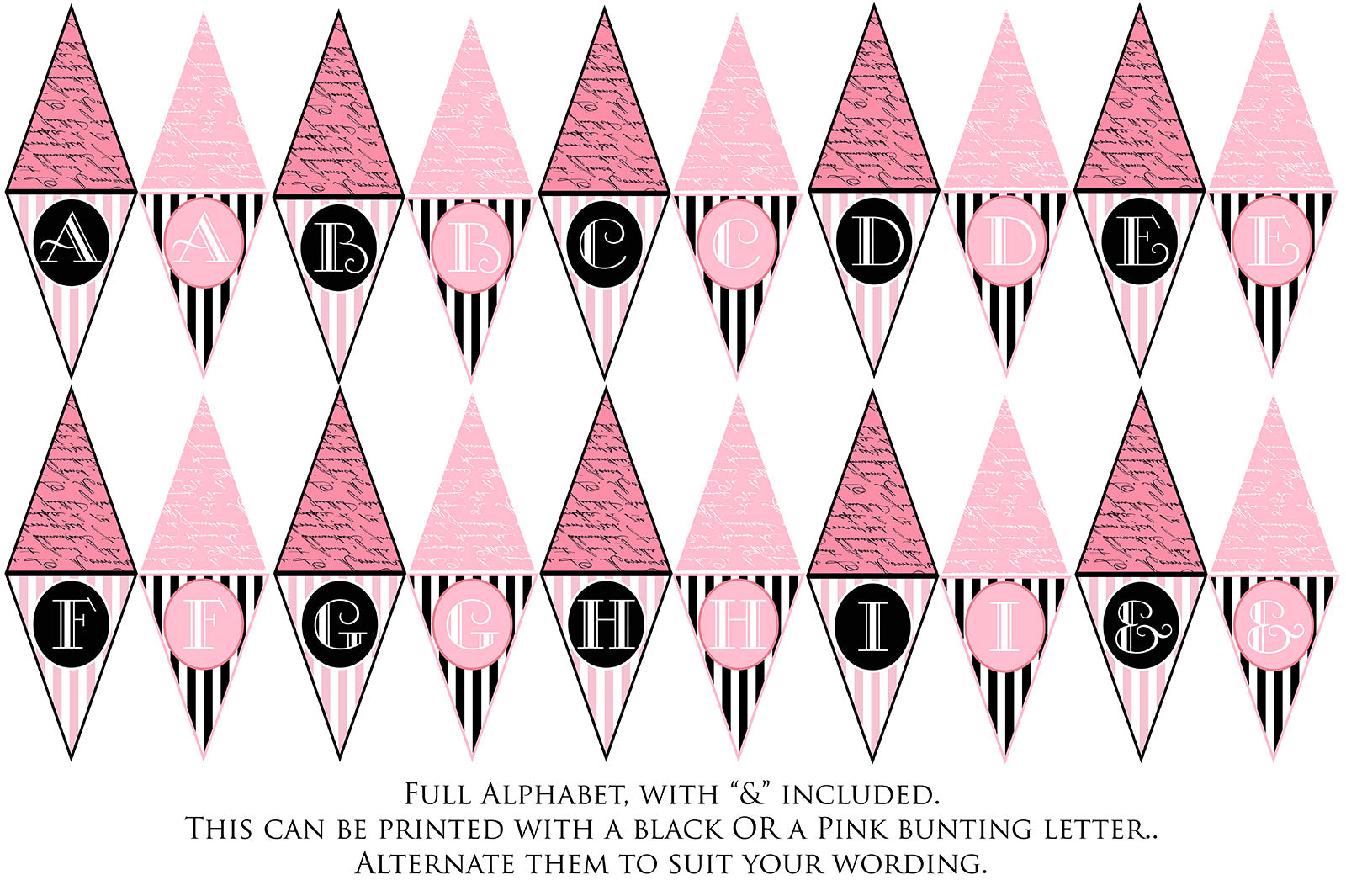 FRENCH BUNTING, Printable Png Banner - PINK - Clipart - Free Download