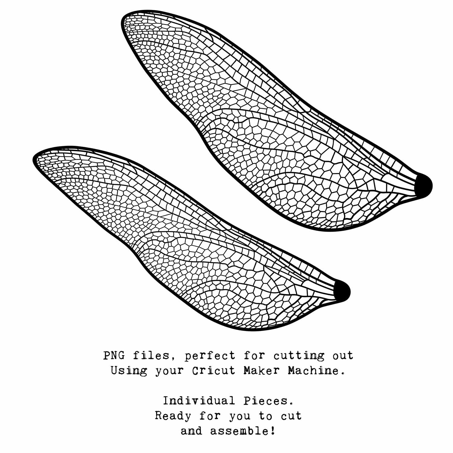 SVG & PNG Fairy Wing files for Cricut or Silhouette Cameo Cutting Machine. To create wearable fairy wings, in adult or children sizes.  Use this clipart design for Halloween Costumes, Fantasy or Cosplay or photography. These are Individual Wing Pieces, for you to cut and assemble. This is a digital product. 