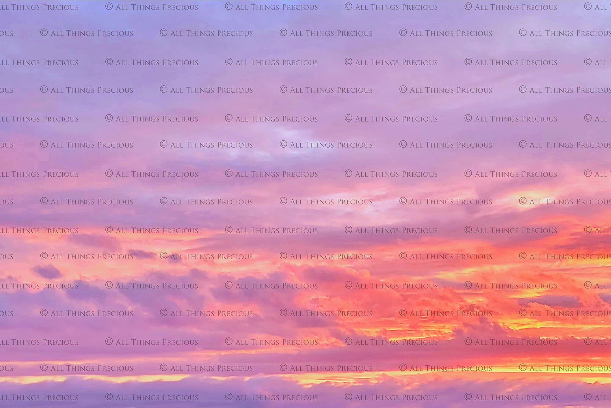 Vibrant Sky Overlays For Photographers, Photoshop, Digital art and Creatives. High resolution for photography and wall art print. These are gorgeous Photography overlays for fantasy digital art and Child portraiture. Landscape clouds with sunset, sunrise and flare. Graphic digital assets for design. Atp Textures
