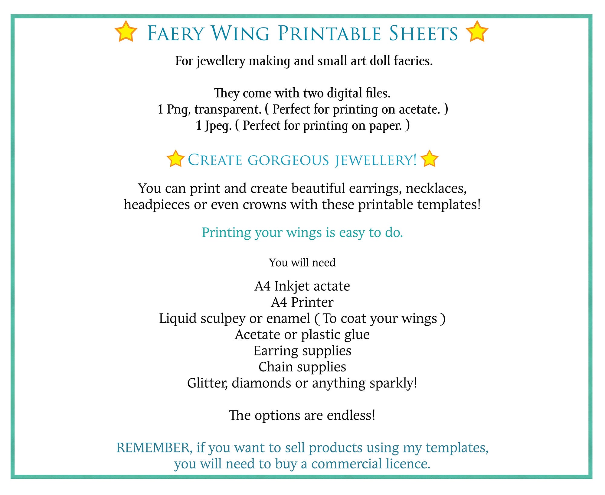 A4 PRINT FAIRY WINGS Set 4B - Printable Wings