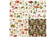 Load image into Gallery viewer, Digital scrapbooking paper. High resolution, Background, printable, print. Botanical mushroom Scrapbook, pattern. Seamless pattern.
