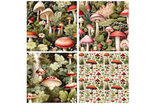Load image into Gallery viewer, Digital scrapbooking paper. High resolution, Background, printable, print. Botanical mushroom Scrapbook, pattern. Seamless pattern.
