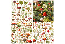 Load image into Gallery viewer, Digital scrapbooking paper. High resolution, Background, printable, print. Botanical mushroom Scrapbook, pattern. Seamless pattern.

