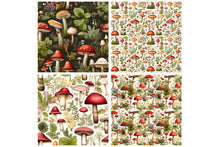 Load image into Gallery viewer, Digital scrapbooking paper. High resolution, Background, printable, print. Botanical mushroom Scrapbook, pattern. Seamless pattern.
