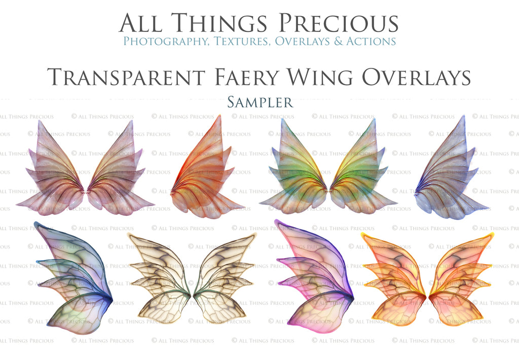 Digital Fairy Wings Overlays clipart. Png transparent see through files for photoshop. Butterfly Angel, Color, Print Photography editing. High resolution, 300dpi. Printable, Photography Graphic design assets, add on stock resources. Magical Scrapbooking design. Faery Photographer edit. Colorful Big Bundle. ATP Textures