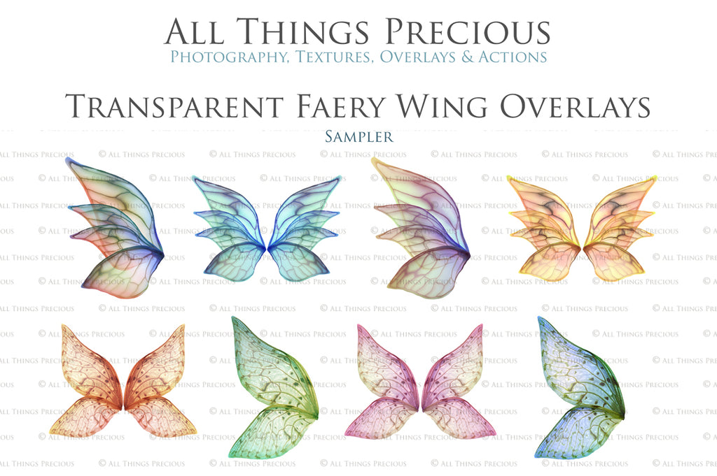 Digital Fairy Wings Overlays clipart. Png transparent see through files for photoshop. Butterfly Angel, Color, Print Photography editing. High resolution, 300dpi. Printable, Photography Graphic design assets, add on stock resources. Magical Scrapbooking design. Faery Photographer edit. Colorful Big Bundle. ATP Textures