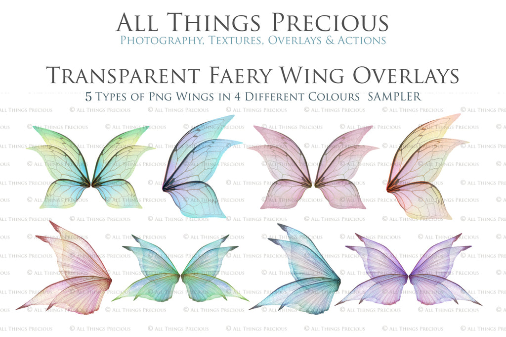 Digital Fairy Wings Overlays clipart. Png transparent see through files for photoshop. Butterfly Angel, Color, Print Photography editing. High resolution, 300dpi. Printable, Photography Graphic design assets, add on stock resources. Magical Scrapbooking design. Faery Photographer edit. Colorful Big Bundle. ATP Textures