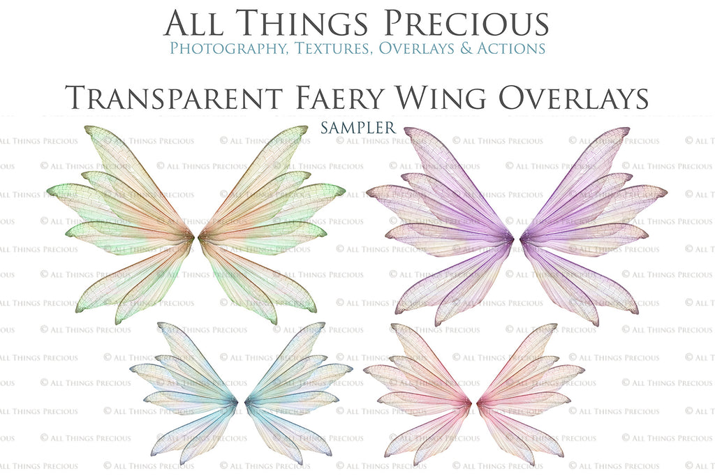 Digital Fairy Wing Overlays clipart. Png transparent see through files for photoshop. Butterfly Angel, Color, Print Photography editing. High resolution, 300dpi. Printable, Photography Graphic design assets, add on stock resources. Magical Scrapbooking design. Fairy Photographer edit. Colorful Big Bundle. ATP Textures.