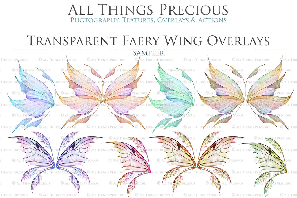 Digital Fairy Wings Overlays clipart. Png transparent see through files for photoshop. Butterfly Angel, Color, Print Photography editing. High resolution, 300dpi. Printable, Photography Graphic design assets, add on stock resources. Magical Scrapbooking design. Faery Photographer edit. Colorful Big Bundle. ATP Textures