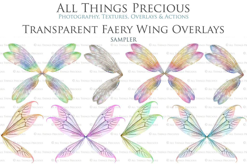 Digital Fairy Wings Overlays clipart. Png transparent see through files for photoshop. Butterfly Angel, Color, Print Photography editing. High resolution, 300dpi. Printable, Photography Graphic design assets, add on stock resources. Magical Scrapbooking design. Faery Photographer edit. Colorful Big Bundle. ATP Textures