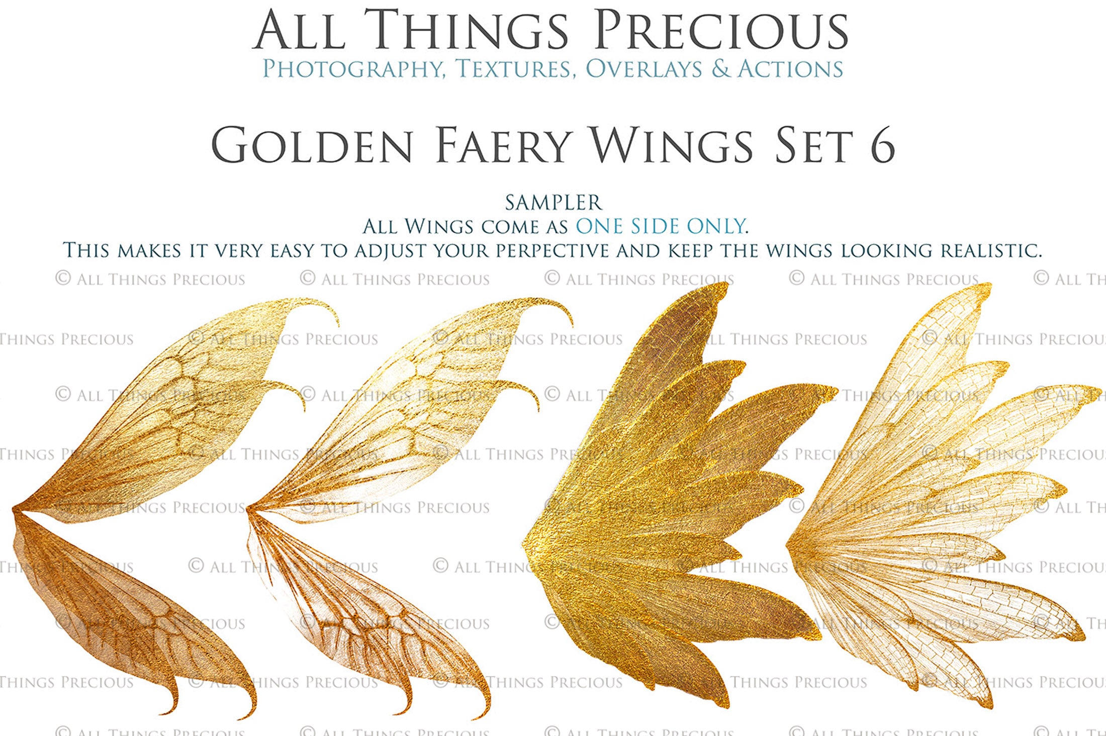 Golden fairy wings, Png overlays for photoshop. High resolution transparent, see through wings. Fairycore, Cosplay, Photographers, Photoshop Edits, Digital overlay for photography. Digital stock and resources. Graphic design. Colourful, Gold, Fantasy Wing Bundle. Assets for Fine Art design. By ATP Textures