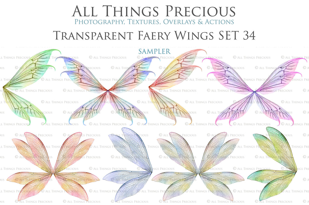 Digital Fairy Wings Overlays clipart. Png transparent see through files for photoshop. Butterfly Angel, Color, Print Photography editing. High resolution, 300dpi. Printable, Photography Graphic design assets, add on stock resources. Magical Scrapbooking design. Faery Photographer edit. Colorful Big Bundle. ATP Textures