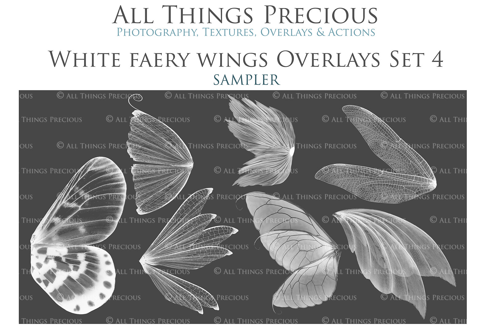 White Sparkling fairy wings, Png overlays for photoshop. High resolution transparent, see through wings. Fairycore, Cosplay, Photographers, Photoshop Edits, Digital overlay for photography. Digital stock and resources. Graphic design. Colourful, Gold, Fantasy Wing Bundle. Assets for Fine Art design. By ATP Textures