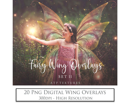 Digital Fairy Wing Overlays clipart. Png transparent see through files for photoshop. Butterfly Angel, Color, Print Photography editing. High resolution, 300dpi. Printable, Photography Graphic design assets, add on stock resources. Magical Scrapbooking design. Fairy Photographer edit. Colorful Big Bundle. ATP Textures.