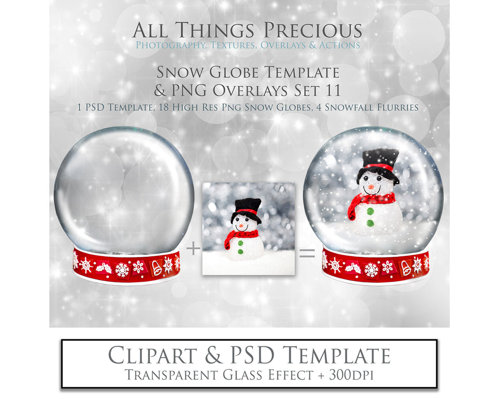 Digital Snow Globe Clipart and Background with snow Overlays and a PSD Template included in the set.The globe is transparent, perfect for you to add your own images and retain the snow globe effect. Photoshop Photography Background. Printable, Editable for Christmas with Santa Window or Glass Globe. ATP Textures