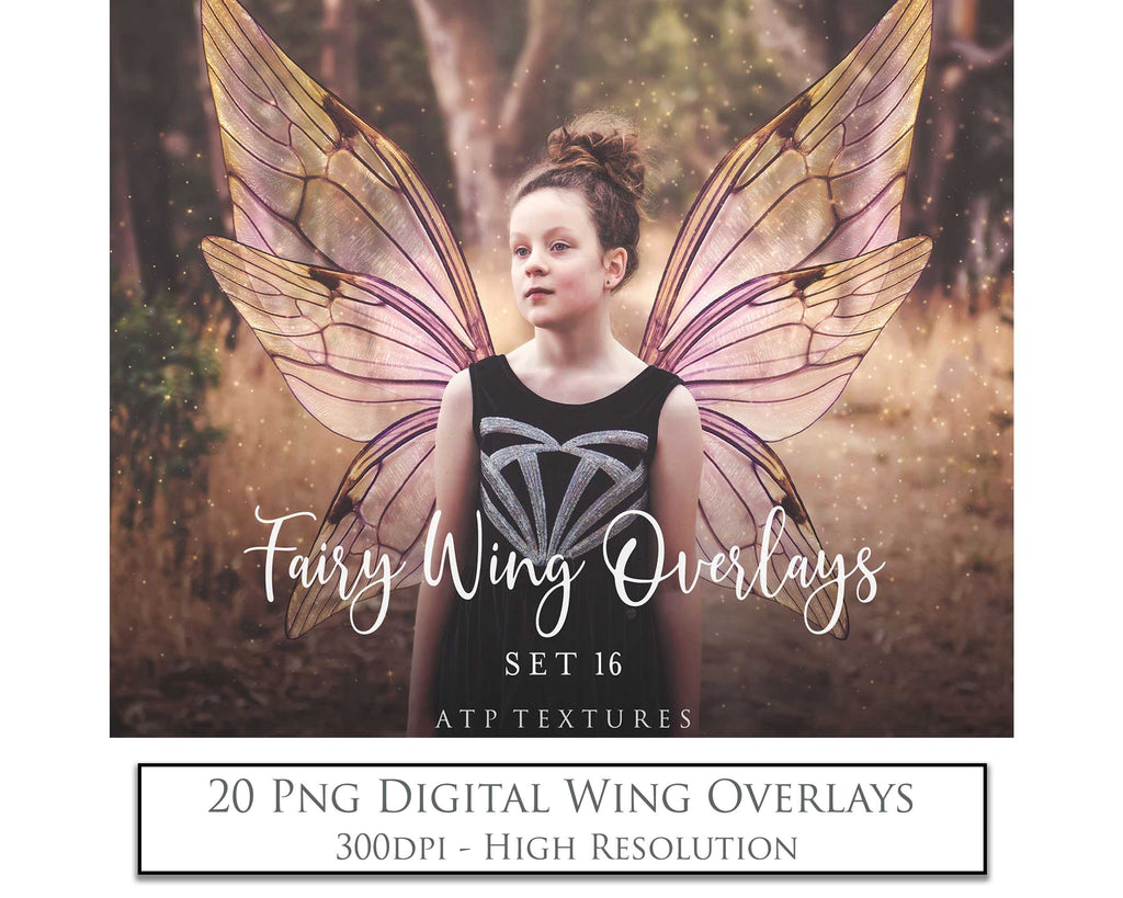 Digital Fairy Wings Overlays clipart. Png transparent see through files for photoshop. Butterfly Angel, Color, Print Photography editing. High resolution, 300dpi. Printable, Photography Graphic design assets, add on stock resources. Magical Scrapbooking design. Faery Photographer edit. Colorful Big Bundle. ATP Textures