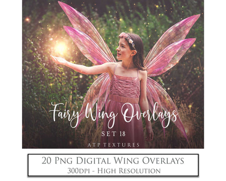 Digital Fairy Wing Overlays clipart. Png transparent see through files for photoshop. Butterfly Angel, Color, Print Photography editing. High resolution, 300dpi. Printable, Photography Graphic design assets, add on stock resources. Magical Scrapbooking design. Fairy Photographer edit. Colorful Big Bundle. ATP Textures.