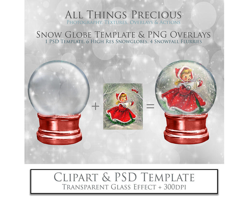 Digital Snow Globe Overlays, with snow flurries and a PSD Template included in the set. Transparent Glass Graphic Effects. Png Overlays with Photoshop Digital template file. High resolution, 300dpi. Visit the Website for more add ons, Actions, Overlays and Christmas Theme Products at ATP Textures.