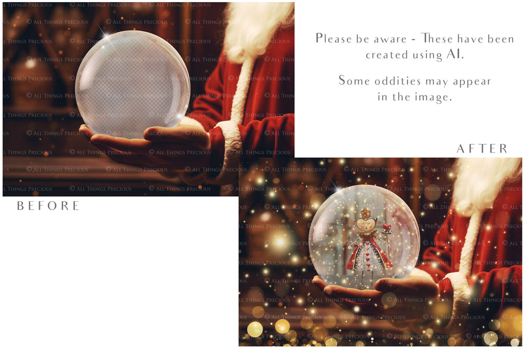 Digital Snow Globe Background. Png snow and glow overlays with PSD Template. The globe is transparent, perfect for adding your own images and retain the glass effect. Nutcracker Mouse Christmas. The file is 6000 x 4000, 300dpi. Png Included. Use for Xmas edits, Photography, Card Crafts, Scrapbooking. ATP Textures