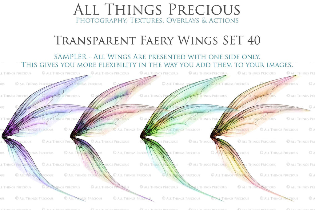 Digital Fairy Wing Overlays clipart. Png transparent see through files for photoshop. Photography editing. High resolution, 300dpi. Printable, Photography Graphic Assets, add on stock resources. Scrapbooking design. Fairy Photographer edit tools. Colourful. ATP Textures. Overlays. Actions, Printable design.