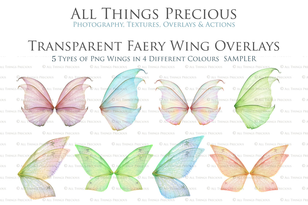 Digital Fairy Wings Overlays clipart. Png transparent see through files for photoshop. Butterfly Angel, Color, Print Photography editing. High resolution, 300dpi. Printable, Photography Graphic design assets, add on stock resources. Magical Scrapbooking design. Faery Photographer edit. Colorful Big Bundle. ATP Textures