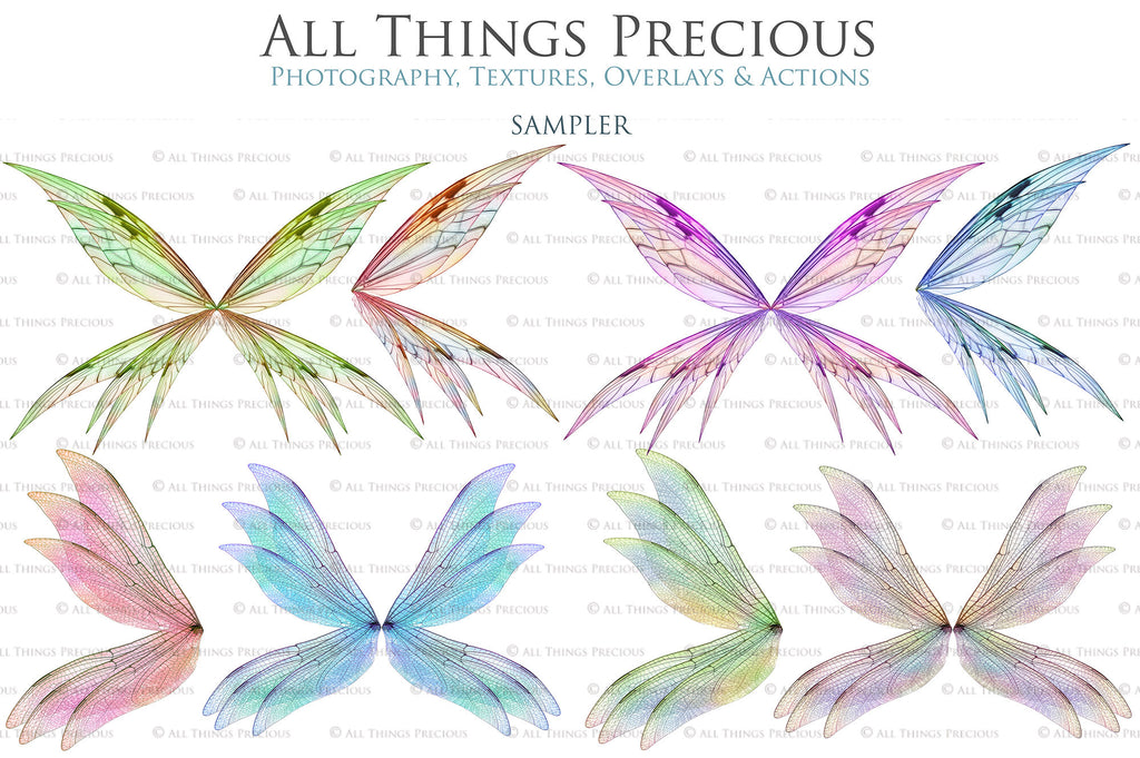 Digital Fairy Wings Overlays clipart. Png transparent see through files for photoshop. Butterfly Angel, Color, Print Photography editing. High resolution, 300dpi. Printable, Photography Graphic design assets, add on stock resources. Magical Scrapbooking design. Faery Photographer edit. Colorful Big Bundle. ATP Textures