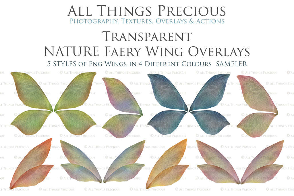 Digital Fairy Wings Overlays clipart. Png transparent see through files for photoshop. Butterfly Angel, Color, Print Photography editing. High resolution, 300dpi. Printable, Photography Graphic design assets, add on stock resources. Magical Scrapbooking design. Faery Photographer edit. Colorful Big Bundle. ATP Textures