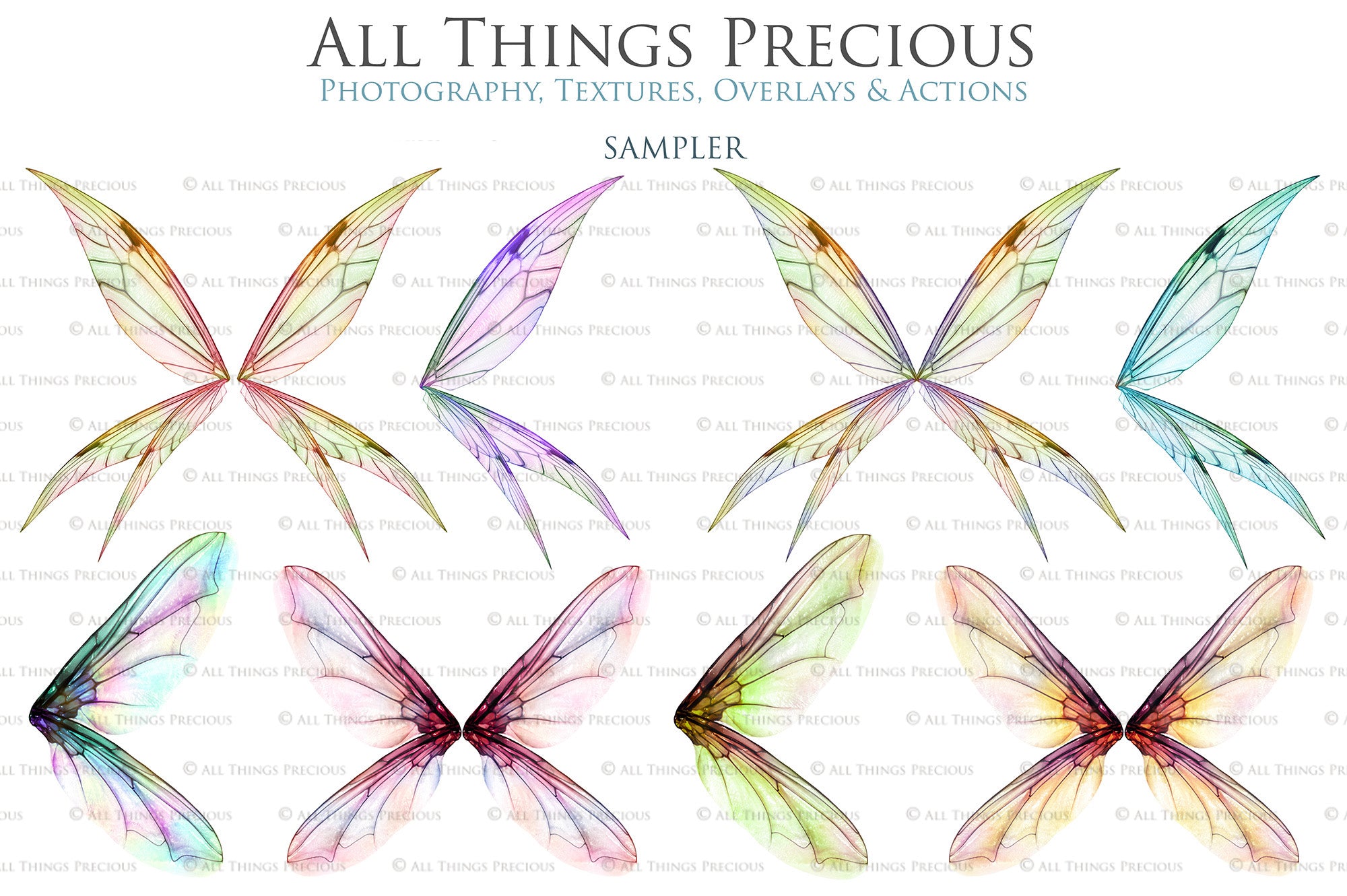 Digital Fairy Wing Overlays clipart. Png transparent see through files for photoshop. Butterfly Angel, Color, Print Photography editing. High resolution, 300dpi. Printable, Photography Graphic design assets, add on stock resources. Magical Scrapbooking design. Fairy Photographer edit. Colorful Big Bundle. ATP Textures.