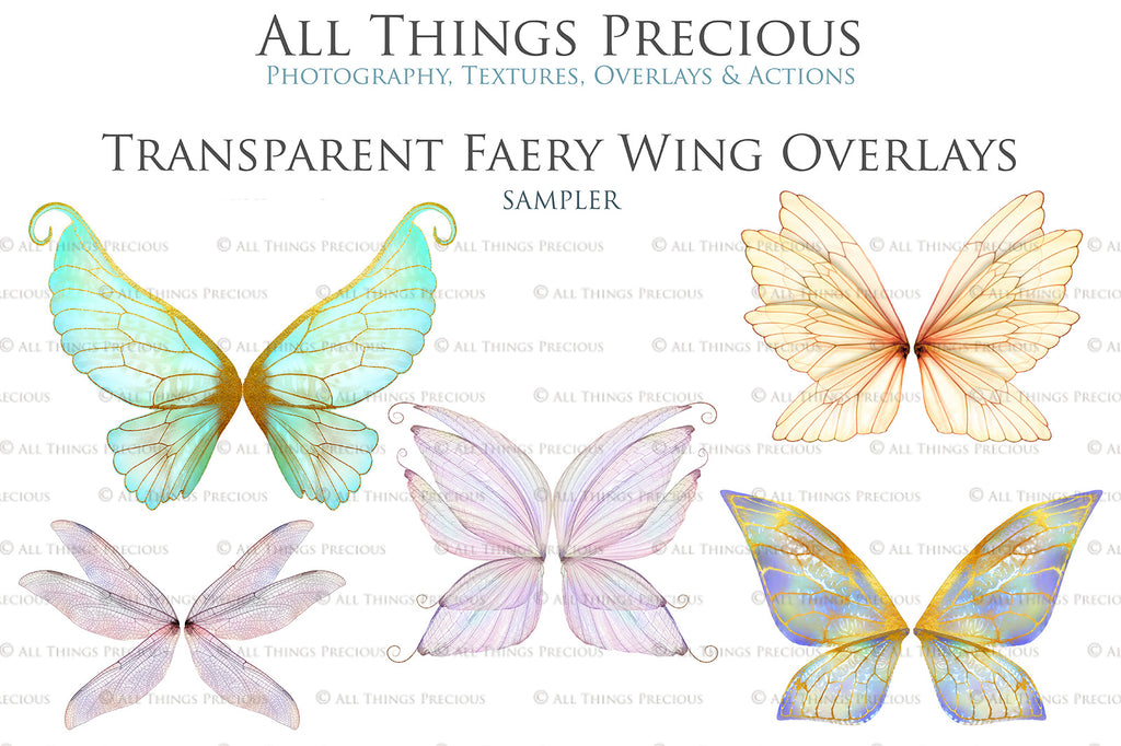 Fairy Wings Overlays For Photography, Photoshop, Digital art and Creatives. Transparent, high resolution wings for photographers. These are gorgeous PNG overlays for fantasy digital art and Child portraiture. colour, White fairy wings. Photo Overlays. Digital download. Graphic effects. ATP Textures