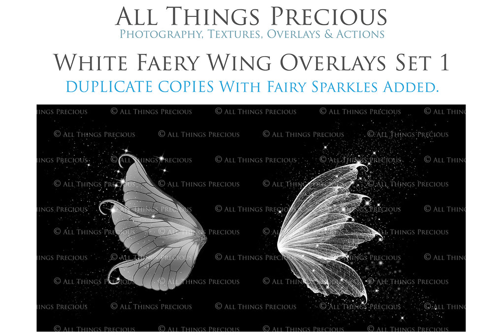 White Sparkling fairy wings, Png overlays for photoshop. High resolution transparent, see through wings. Fairycore, Cosplay, Photographers, Photoshop Edits, Digital overlay for photography. Digital stock and resources. Graphic design. Colourful, Gold, Fantasy Wing Bundle. Assets for Fine Art design. By ATP Textures