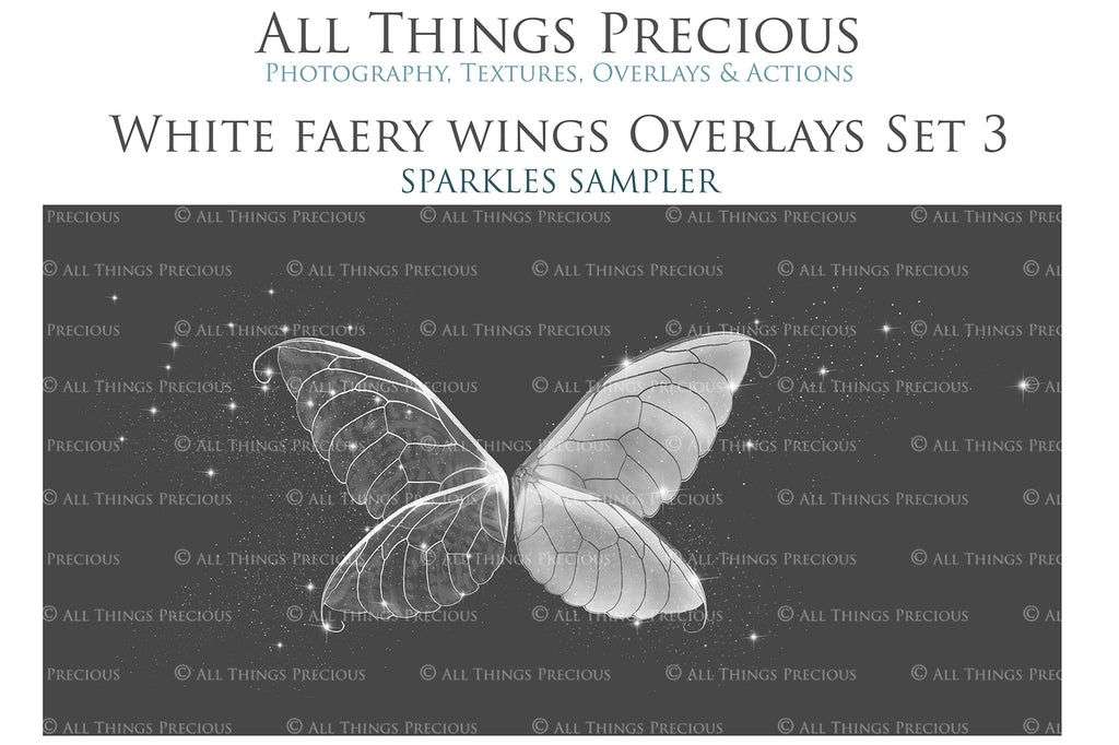 White Sparkling fairy wings, Png overlays for photoshop. High resolution transparent, see through wings. Fairycore, Cosplay, Photographers, Photoshop Edits, Digital overlay for photography. Digital stock and resources. Graphic design. Colourful, Gold, Fantasy Wing Bundle. Assets for Fine Art design. By ATP Textures