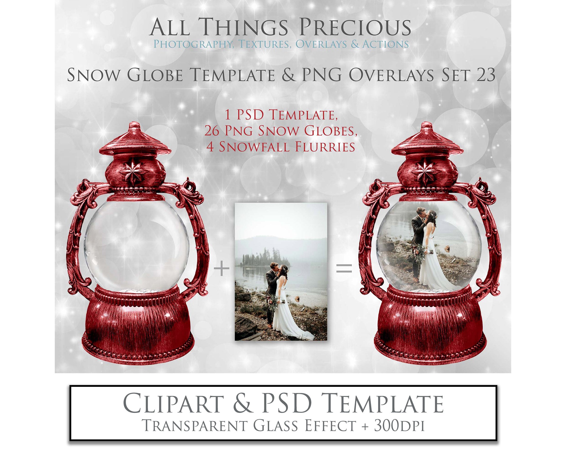 Digital Snow Globe Overlays, with snow flurries and a PSD Template included in the set. Transparent Glass Graphic Effects. Png Overlays with Photoshop Digital template file. High resolution, 300dpi. Visit the Website for more add ons, Actions, Overlays and Christmas Theme Products at ATP Textures.