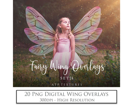 Digital Fairy Wings Overlays clipart. Png transparent see through files for photoshop. Butterfly Angel, Color, Print Photography editing. High resolution, 300dpi. Printable, Photography Graphic design assets, add on stock resources. Magical Scrapbooking design. Faery Photographer edit. Colorful Big Bundle. ATP Textures