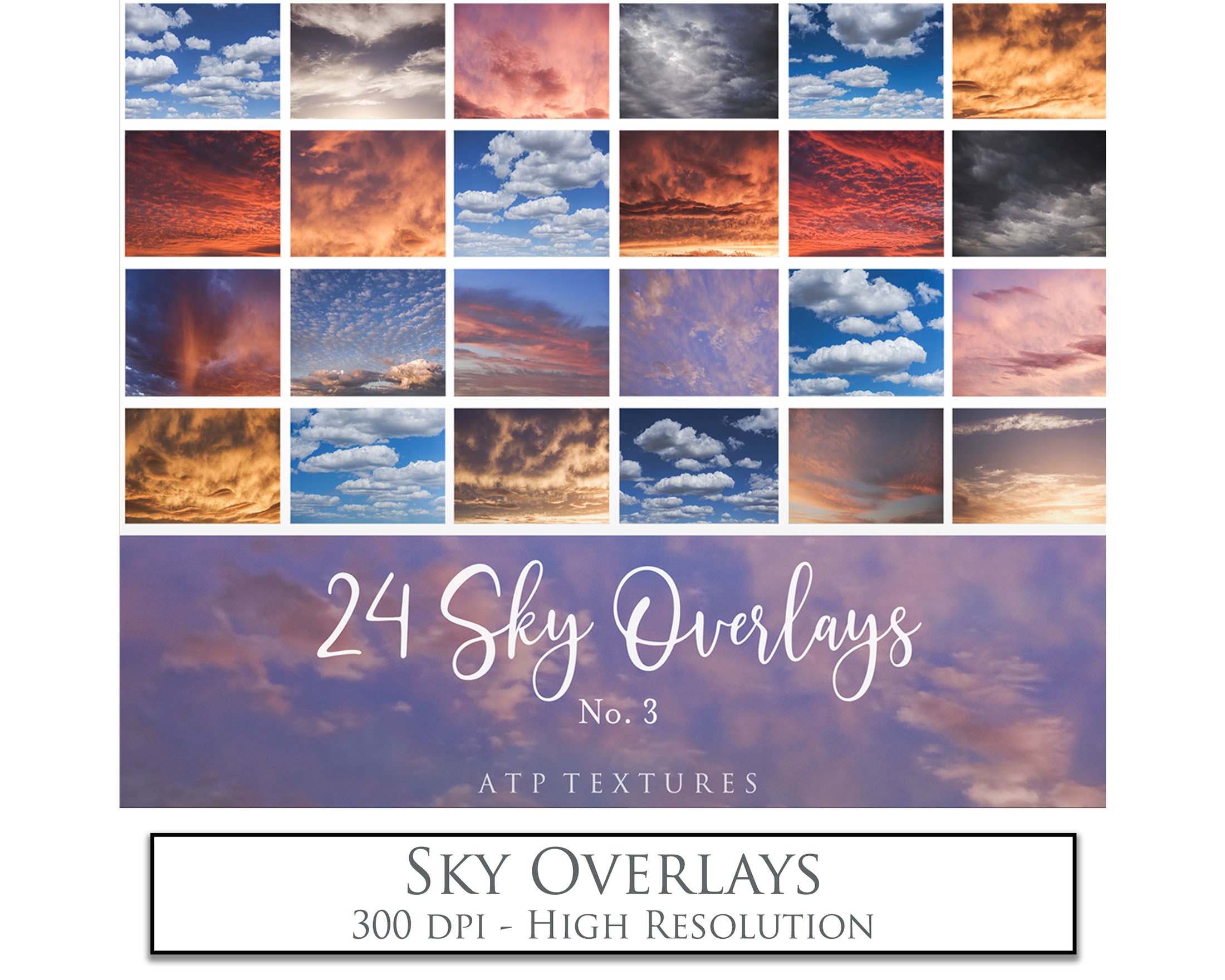 Vibrant Sky Overlays For Photographers, Photoshop, Digital art and Creatives. High resolution for photography and wall art print. These are gorgeous Photography overlays for fantasy digital art and Child portraiture. Landscape clouds with sunset, sunrise and flare. Graphic digital assets for design. Atp Textures