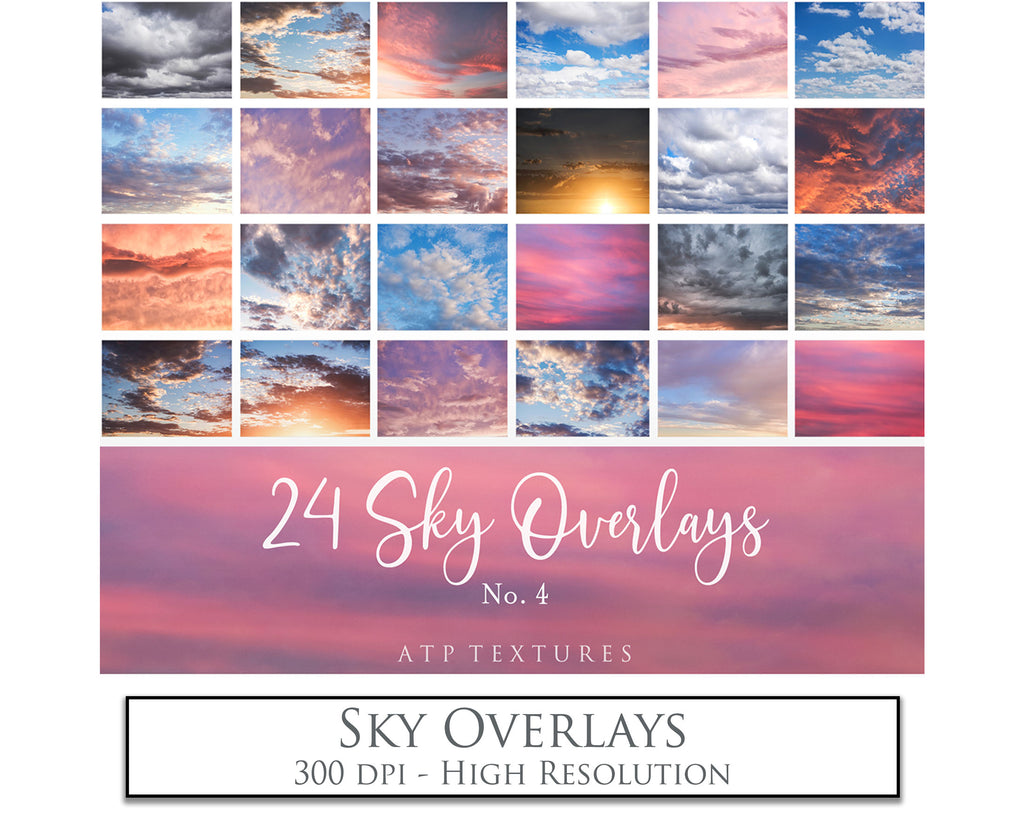 Vibrant Sky Overlays For Photographers, Photoshop, Digital art and Creatives. High resolution for photography and wall art print. These are gorgeous Photography overlays for fantasy digital art and Child portraiture. Landscape clouds with sunset, sunrise and flare. Graphic digital assets for design. Atp Textures