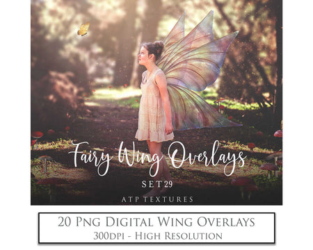 Digital Fairy Wings Overlays clipart. Png transparent see through files for photoshop. Butterfly Angel, Color, Print Photography editing. High resolution, 300dpi. Printable, Photography Graphic design assets, add on stock resources. Magical Scrapbooking design. Faery Photographer edit. Colorful Big Bundle. ATP Textures