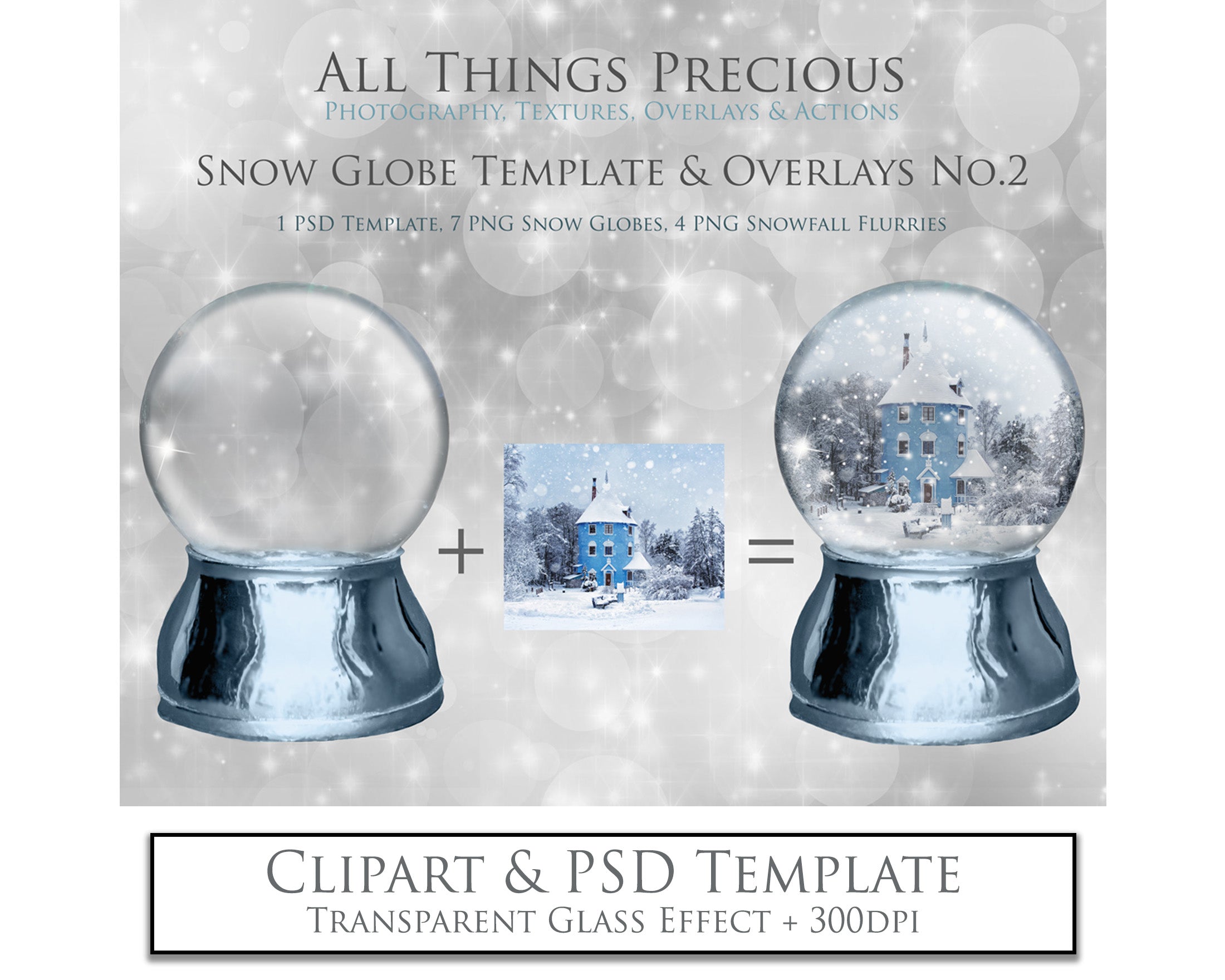 Digital Snow Globe Clipart and Background with snow Overlays and a PSD Template included in the set.The globe is transparent, perfect for you to add your own images and retain the snow globe effect. Photoshop Photography Background. Printable, Editable for Christmas with Santa Window or Glass Globe. ATP Textures