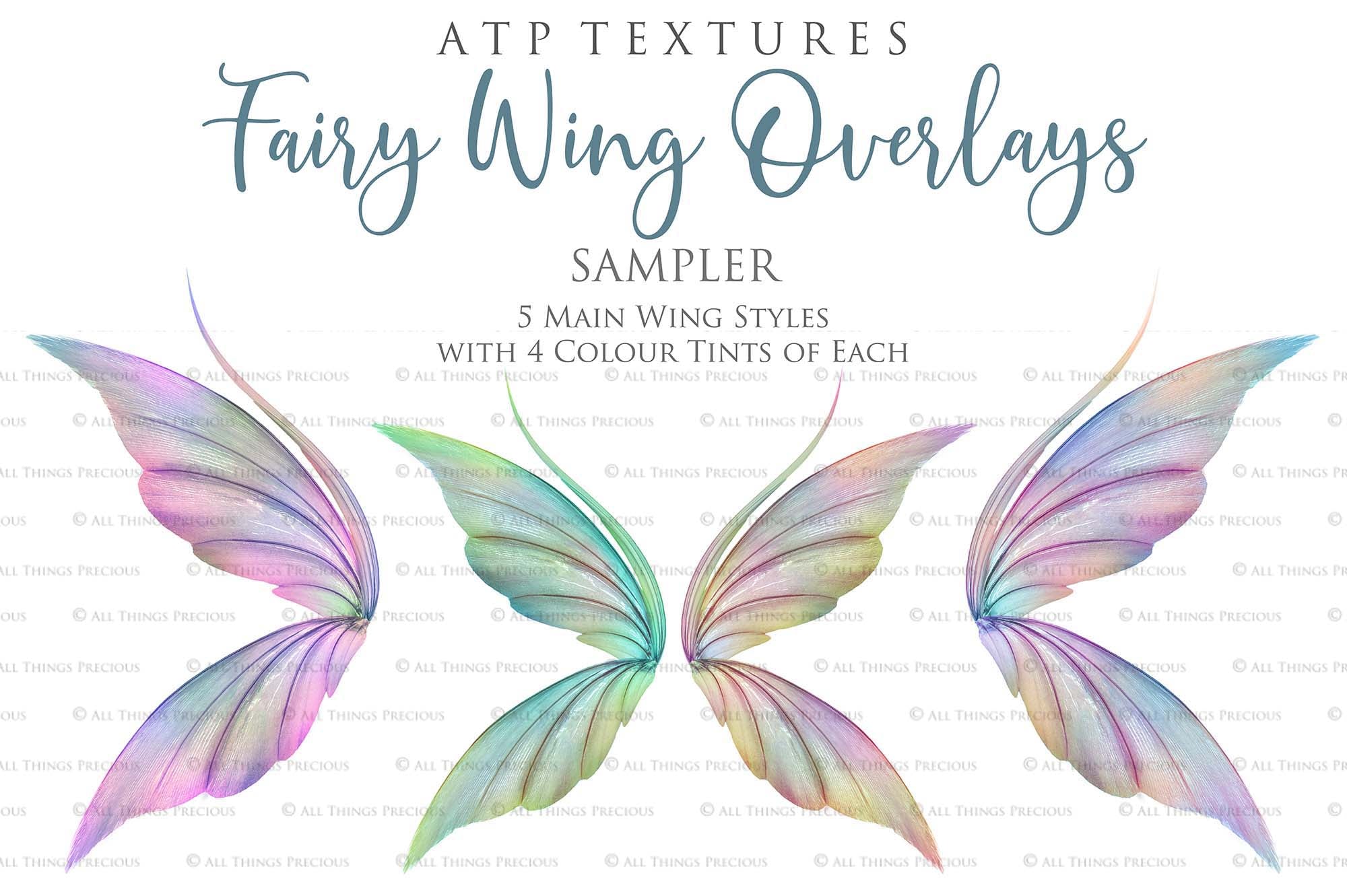 Digital Fairy Wings Overlays clipart. Png transparent see through files for photoshop. Butterfly Angel, Color, Print Photography editing. High resolution, 300dpi. Printable, Photography Graphic design assets, add on stock resources. Magical Scrapbooking design. Faery Photographer edit. Colorful Big Bundle. ATP Textures
