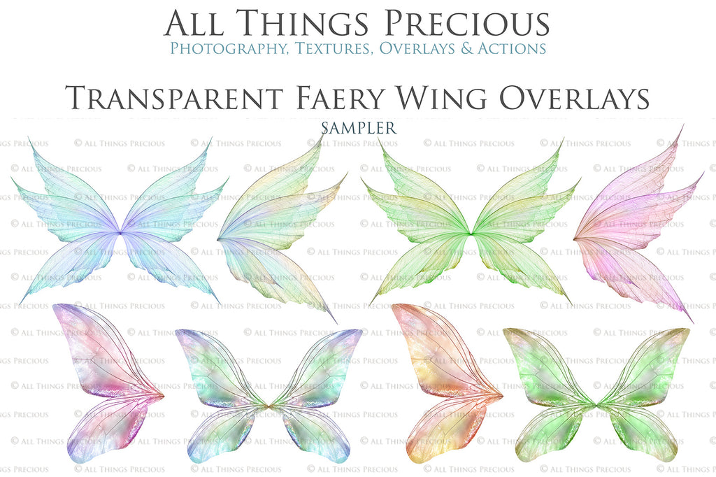 Digital Fairy Wings Overlays clipart. Png transparent see through files for photoshop. Butterfly Angel, Color, Print Photography editing. High resolution, 300dpi. Printable, Photography Graphic design assets, add on stock resources. Magical Scrapbooking design. Faery Photographer edit. Colorful Big Bundle. ATP Textures