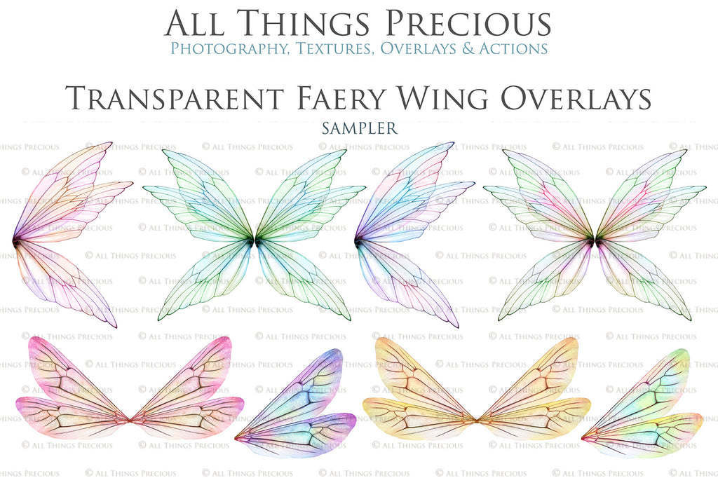 Digital Fairy Wings Overlays clipart. Png transparent see through files for photoshop. Butterfly Angel, Color, Print Photography editing. High resolution, 300dpi. Printable, Photography Graphic design assets, add on stock resources. Magical Scrapbooking design. Faery Photographer edit. Colorful Big Bundle. ATP Textures