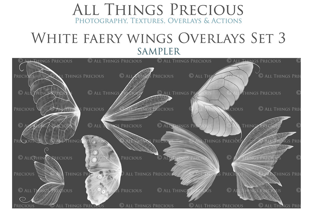 White Sparkling fairy wings, Png overlays for photoshop. High resolution transparent, see through wings. Fairycore, Cosplay, Photographers, Photoshop Edits, Digital overlay for photography. Digital stock and resources. Graphic design. Colourful, Gold, Fantasy Wing Bundle. Assets for Fine Art design. By ATP Textures