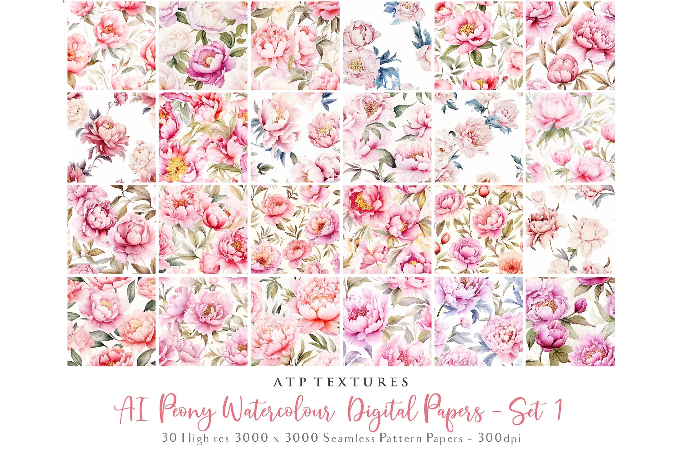 Digital scrapbooking paper. High resolution, Background, printable, print. Botanical mushroom Scrapbook, pattern. Seamless pattern. www.atptextures.com