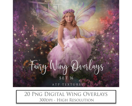 Digital Fairy Wings Overlays clipart. Png transparent see through files for photoshop. Butterfly Angel, Color, Print Photography editing. High resolution, 300dpi. Printable, Photography Graphic design assets, add on stock resources. Magical Scrapbooking design. Faery Photographer edit. Colorful Big Bundle. ATP Textures